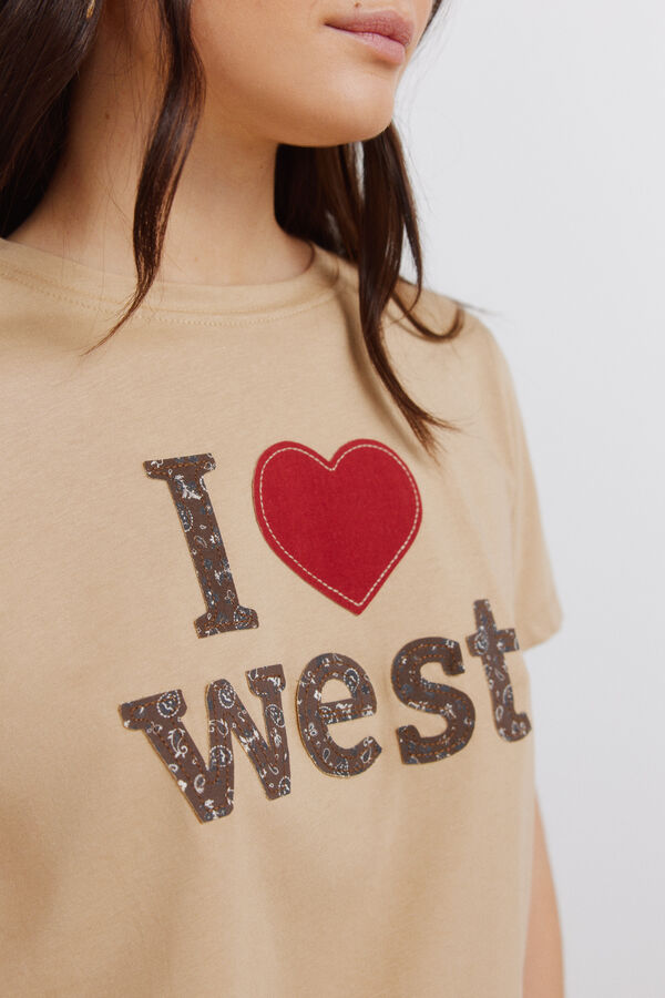 Springfield Cotton graphic T-shirt nude