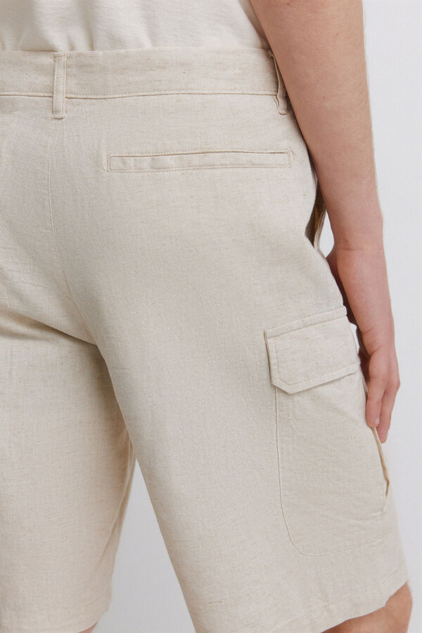 Springfield Bermuda cargo en lin confort fit blanc