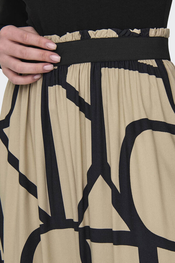 Springfield Falda larga estampada cintura elástica marrón medio