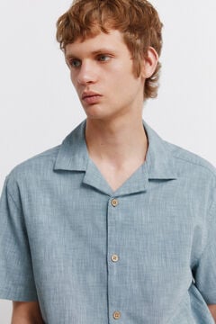 Springfield Linen-look short sleeve bowling shirt