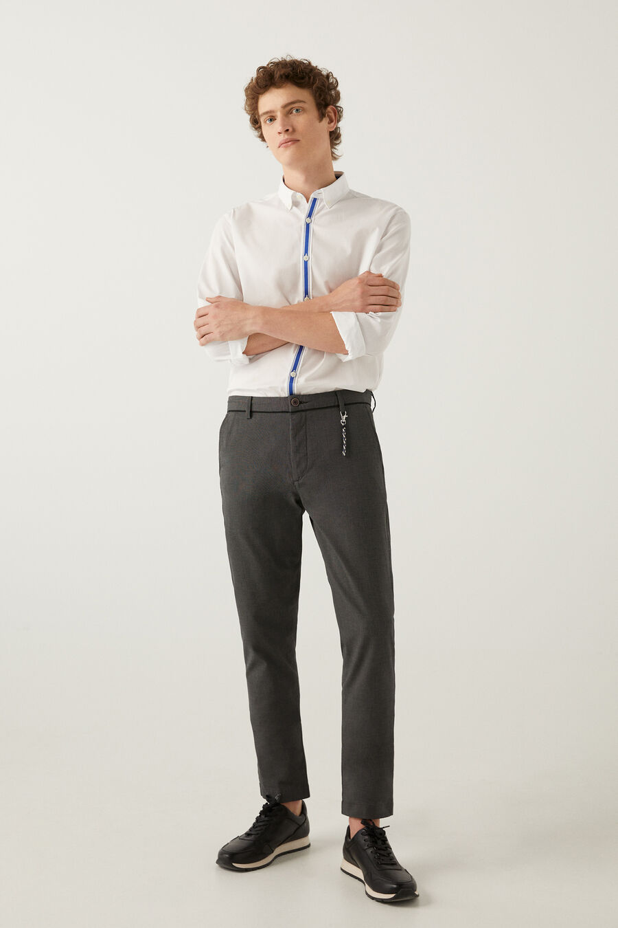 Pantalon chino habillé structuré bicolore
