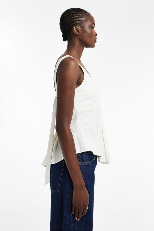 Topshop Strappy pleated blouse white