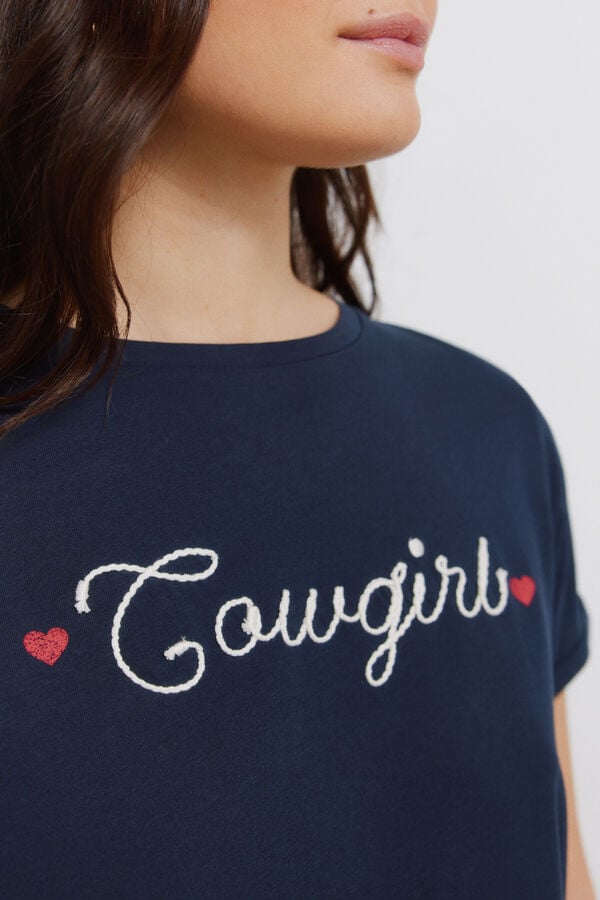 Springfield Cotton short sleeve T-shirt "cowgirl" blue