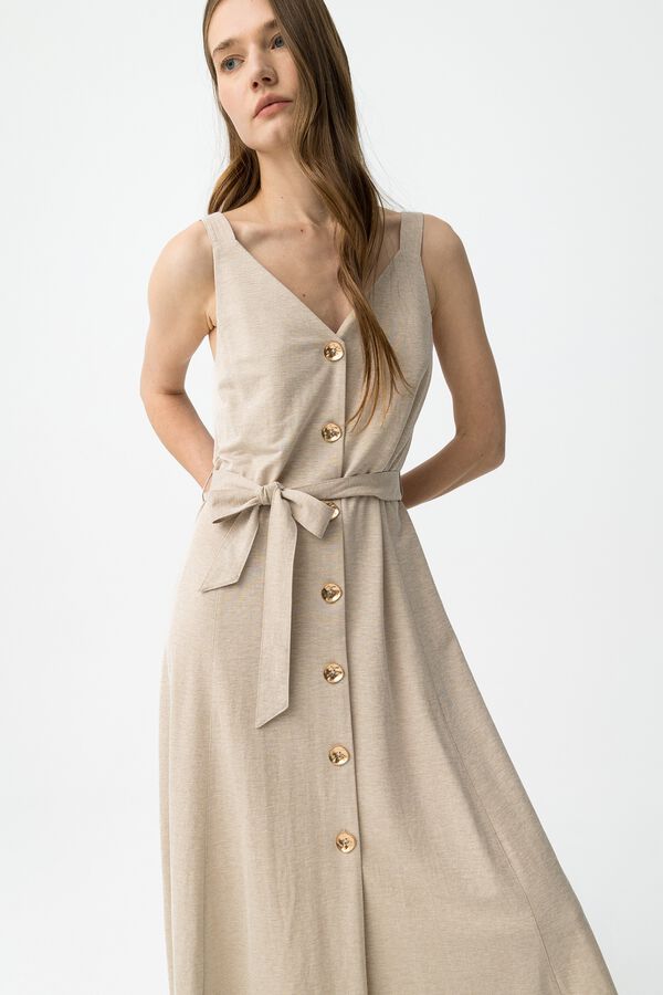 Tiffosi Button-up midi dress nude