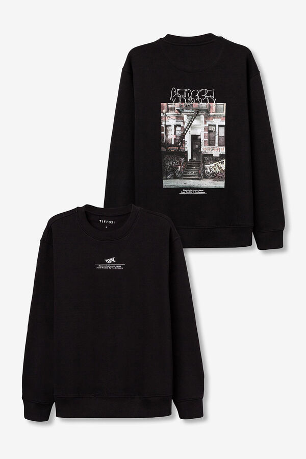 Tiffosi Young Sweatshirt com estampado de grafite preto