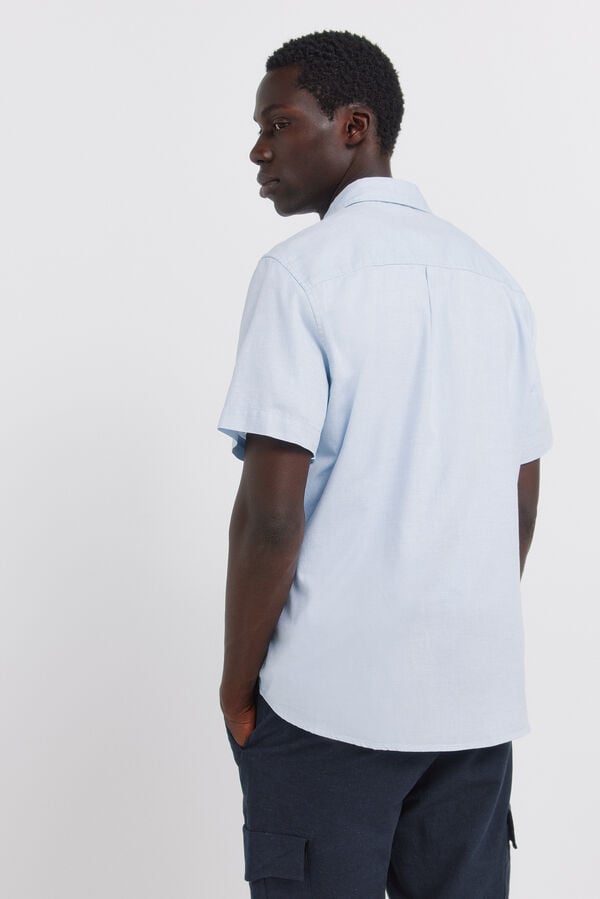 Springfield Two-tone structured short sleeve shirt blue