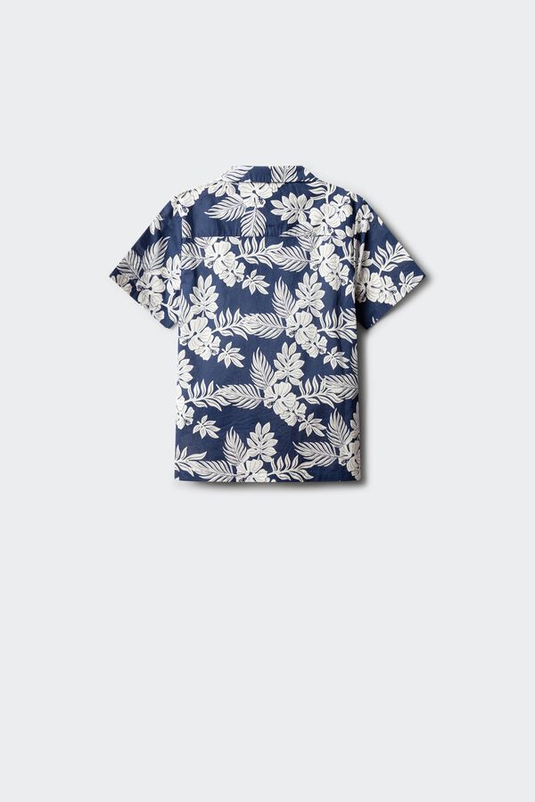 Springfield Kids Camisa de manga curta com flores azul para menino azul