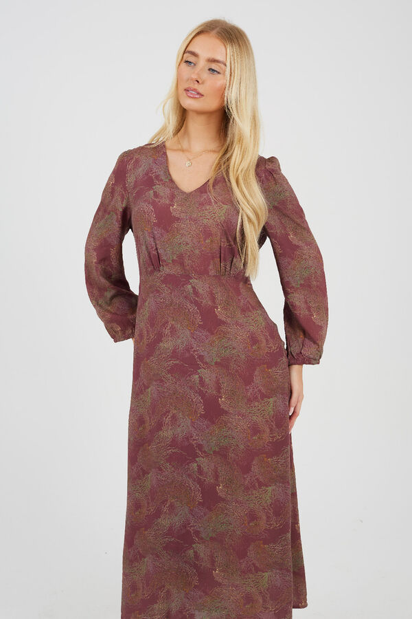 Brave Soul Long print dress Bordo