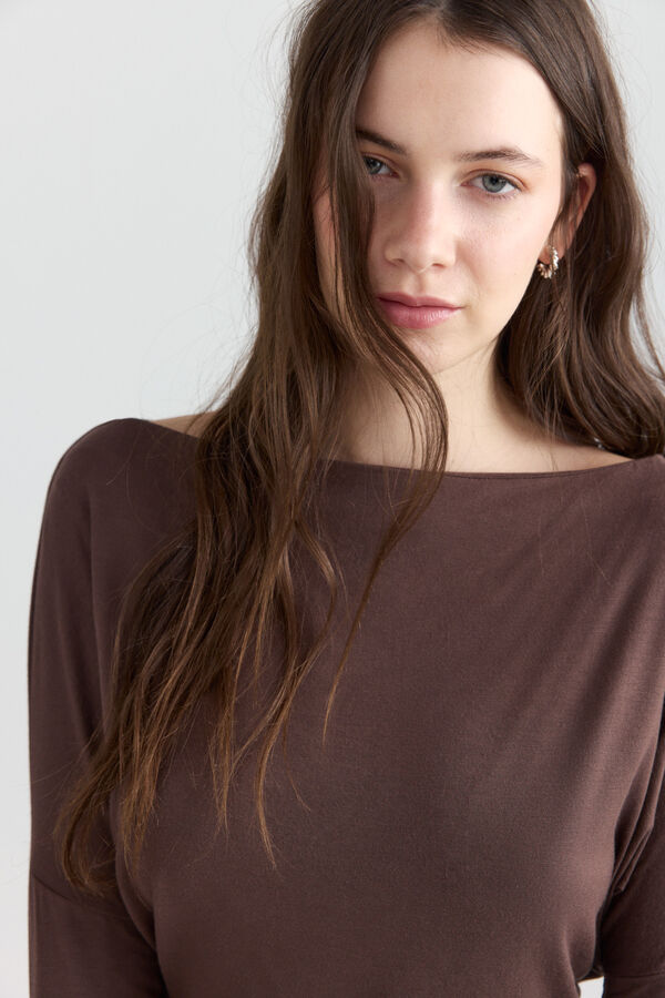 Springfield Boat neck T-shirt brown