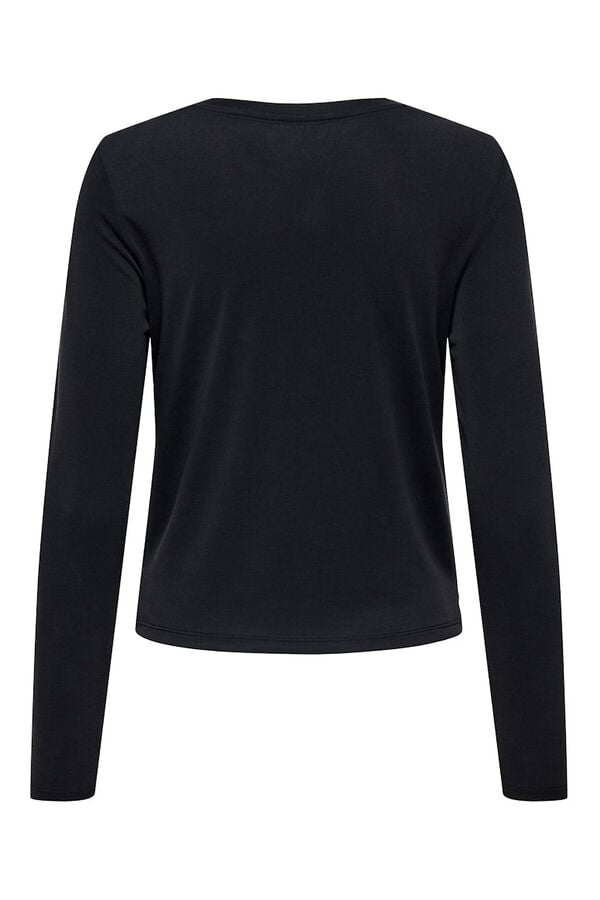 Only Lang&auml;rmelig drapiertes Top Schwarz