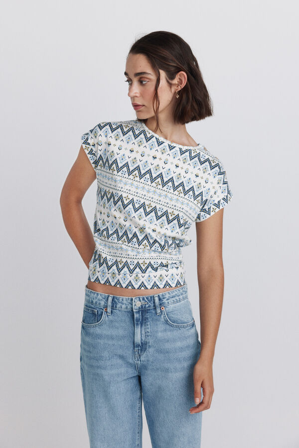 Springfield Printed shoulder button T-shirt printed