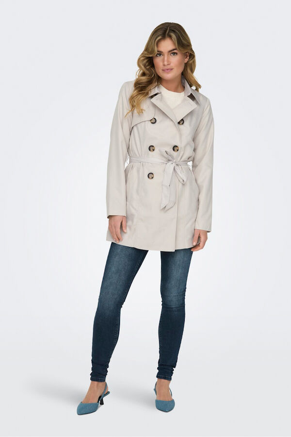 Only Belted midi trench coat grey