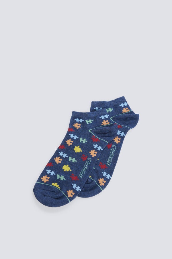 Springfield Meia soquete puzzle azul
