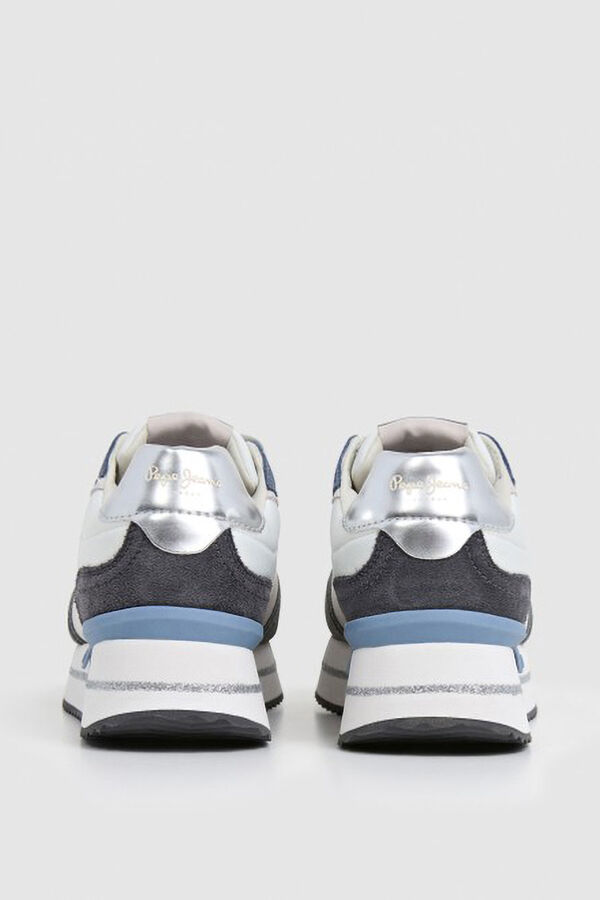 Pepe Jeans suede and glitter sneakers blue