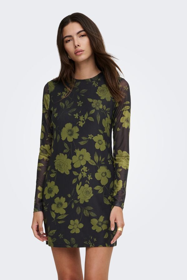 Only Vestido curto semitransparente verde