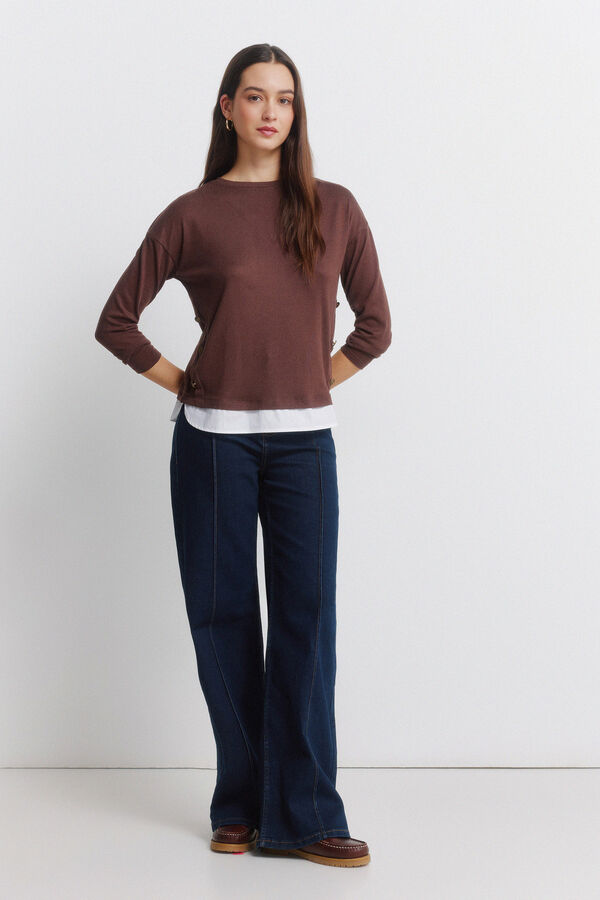 Springfield T-shirt combinada com botões laterais cru