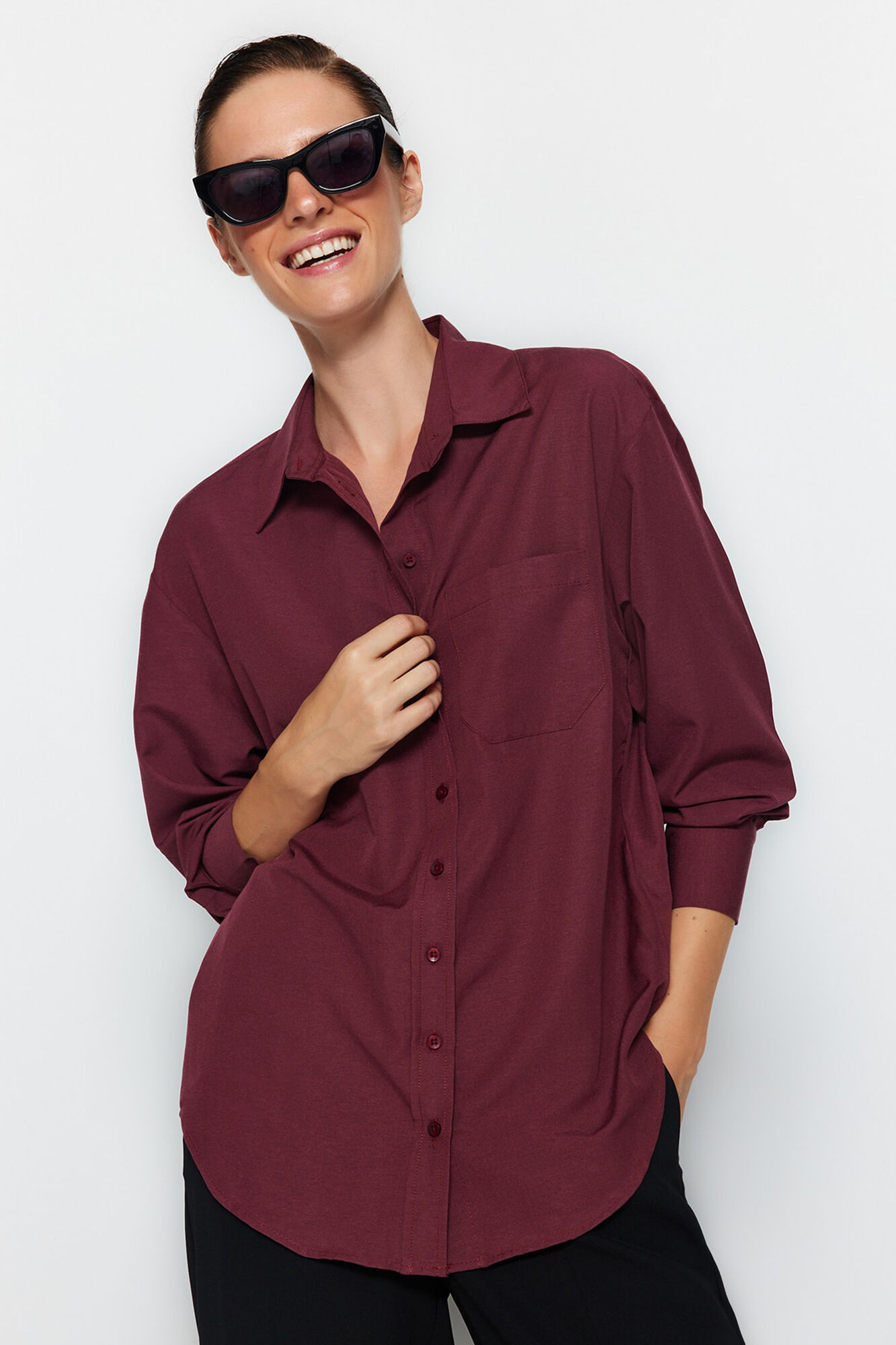 Trendyol Camisa de algod&oacute;n oversize