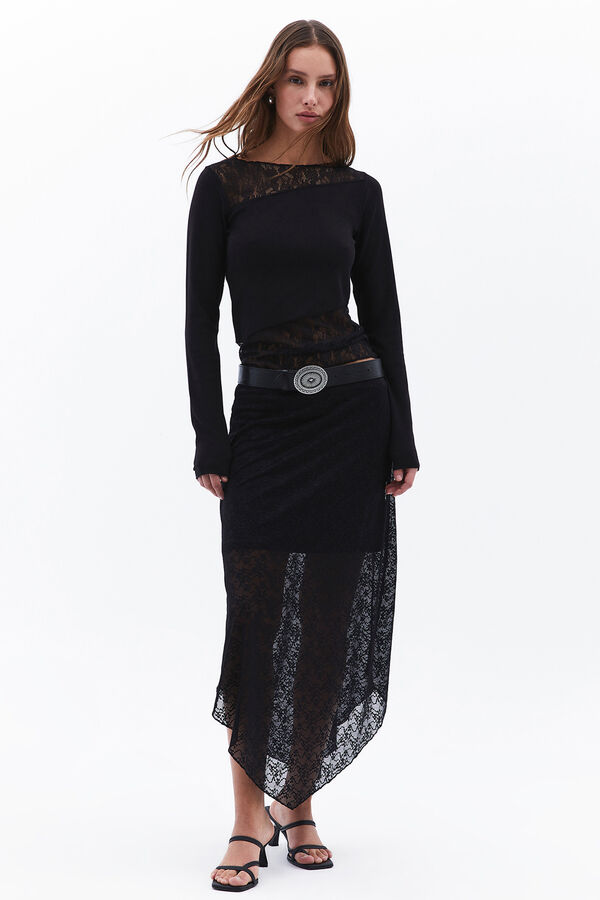 Oxxo Lace T-shirt Crna