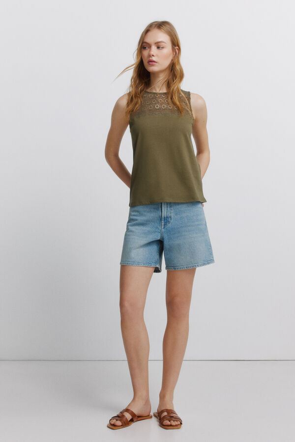 Springfield Embroidered vest top beige