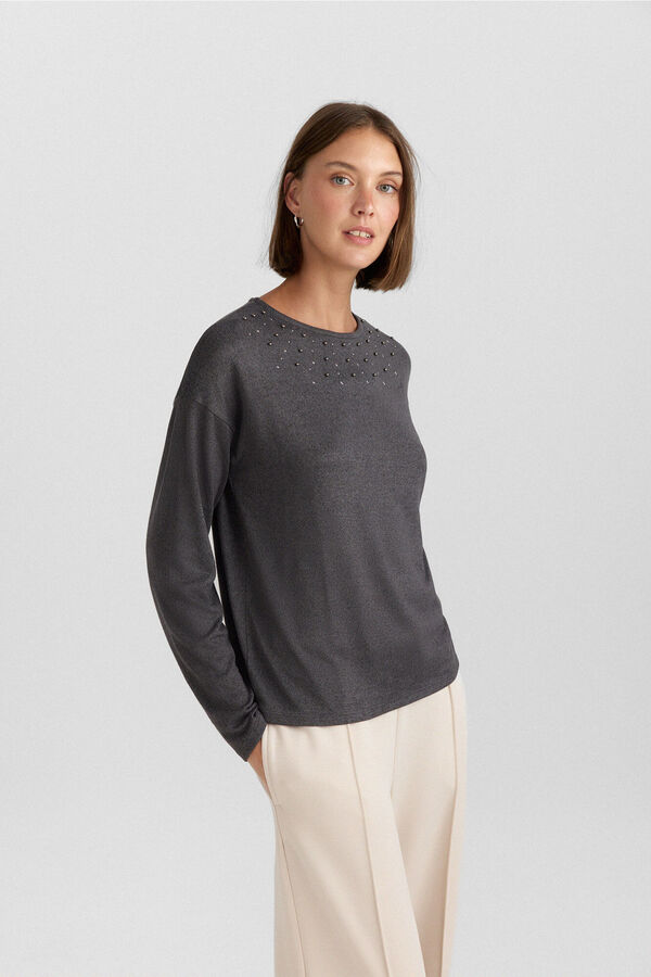Springfield Long sleeve pearl T-shirt grey