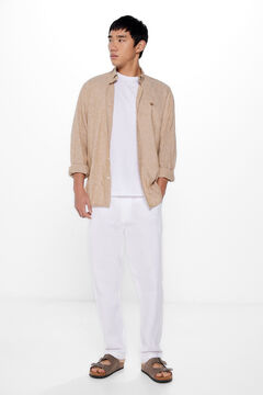 Springfield Slim fit linen cargo trousers white