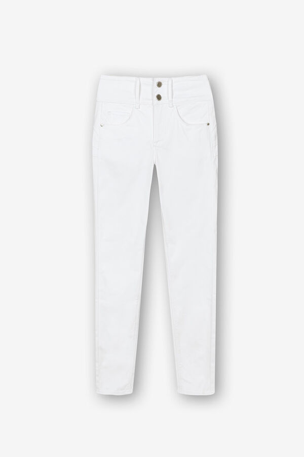 Springfield Jeans Double-up Skinny Cintura Alta Soft Touch branco