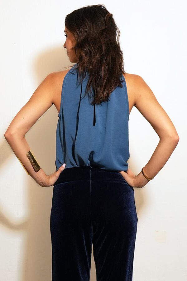 Cul Sac Halterneck tie top blue