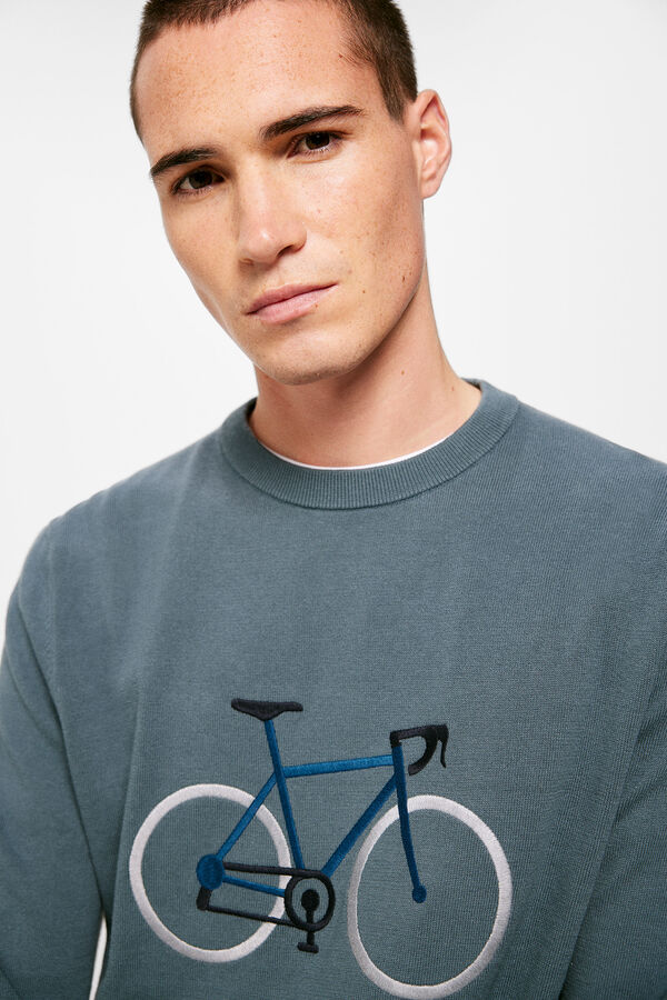 Springfield Kerékpármintás pulóver kék
