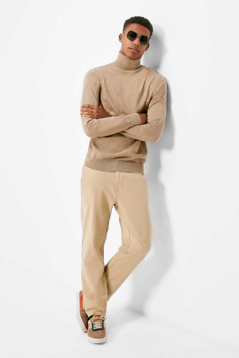 Springfield Essential polo neck jumper camel