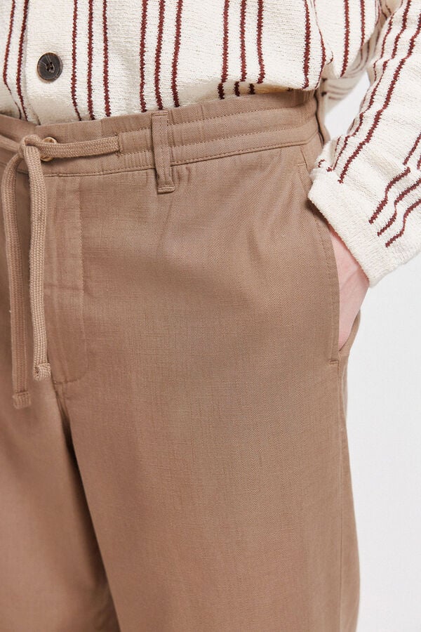 Springfield Dobby straight fit trousers nude