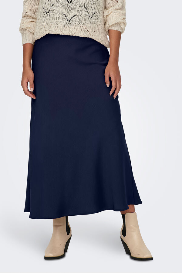 JDY Long satin-finish skirt Plava
