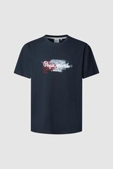 Pepe Jeans Camiseta Logo Estampado Fit Regular azul