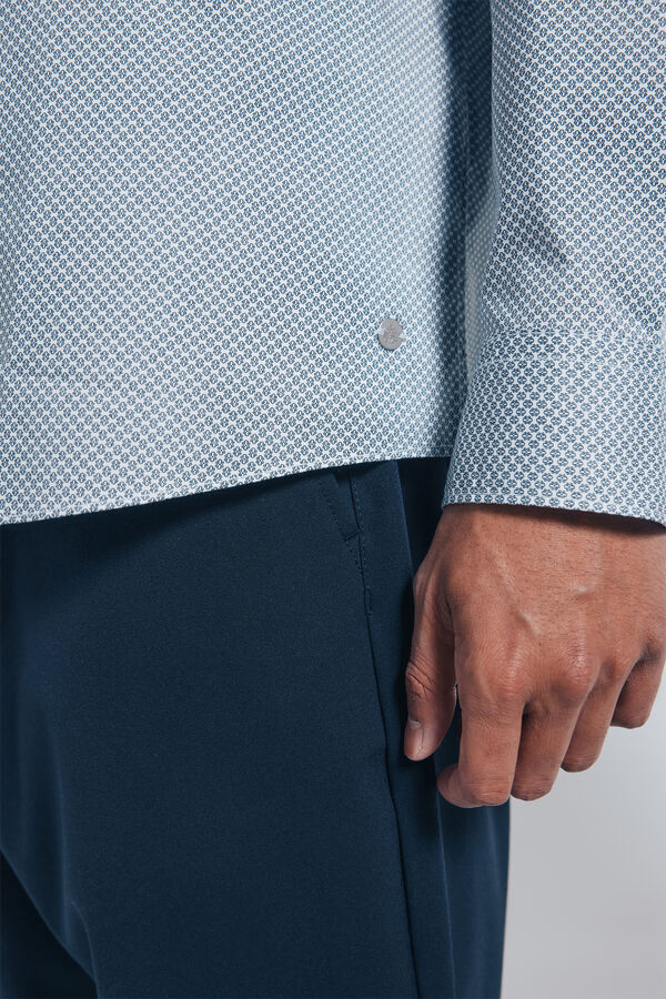 Springfield Camisa popelina micro estampado branco