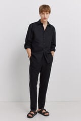 Springfield Linen comfort fit chinos black