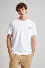 Springfield T-Shirt Regular Fit Rücken Print Weiß