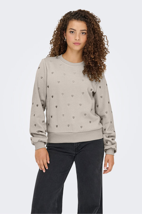 Only Sudadera bordado lurex beige