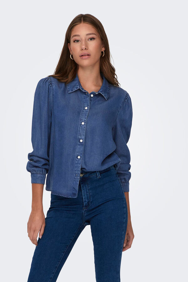 Springfield Button-up shirt with long sleeves plava