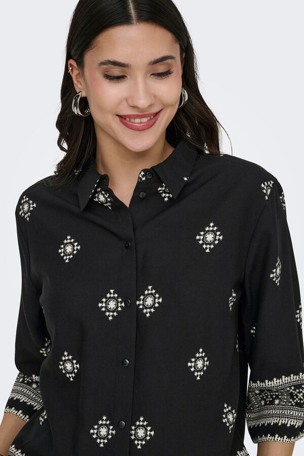 JDY Camisa manga ancha 3/4 negro