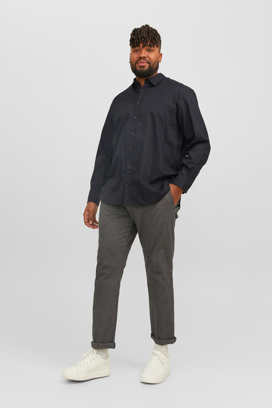 Camisa sarga cuadros loose fit PLUS