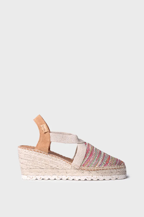 Toni Pons stockings wedge espadrille in multicoloured raffia printed