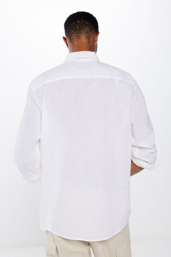 Springfield Camisa lino color blanco
