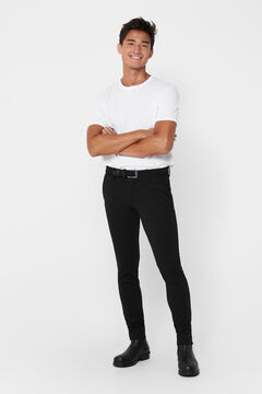 Springfield calças chino slim fit masculinas preto