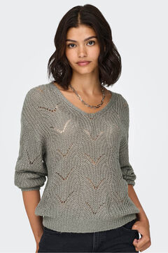 JDY Lurex- Pullover mit V-Ausschnitt, spitz zulaufend Ausschnitt