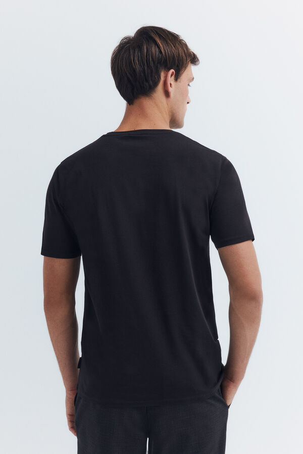Springfield Basic cotton lycra V T-shirt black