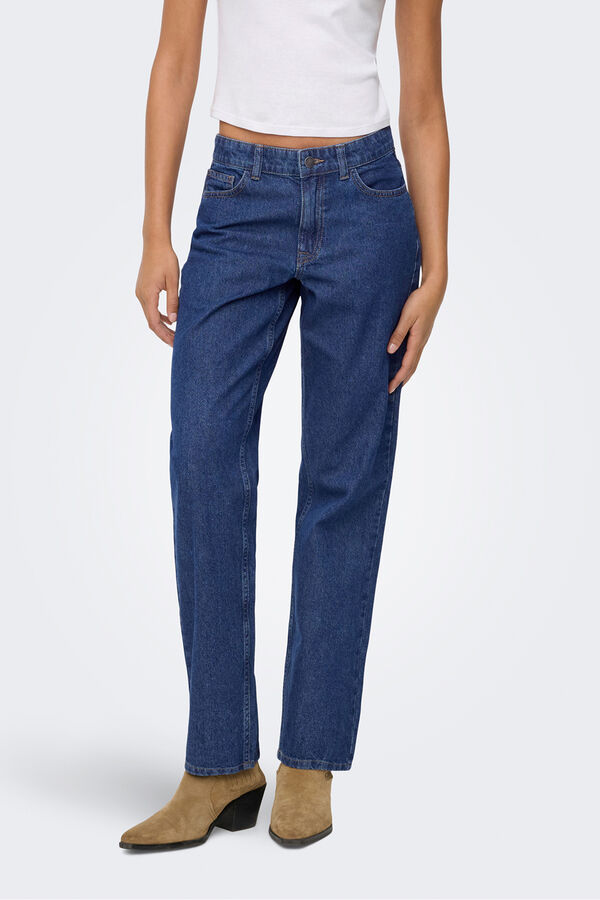 JDY Gerade Jeans mit mittelhohem Zuglasche Blau