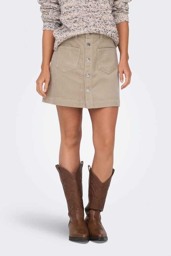 Only Saia curta de veludo cotel&ecirc; cru