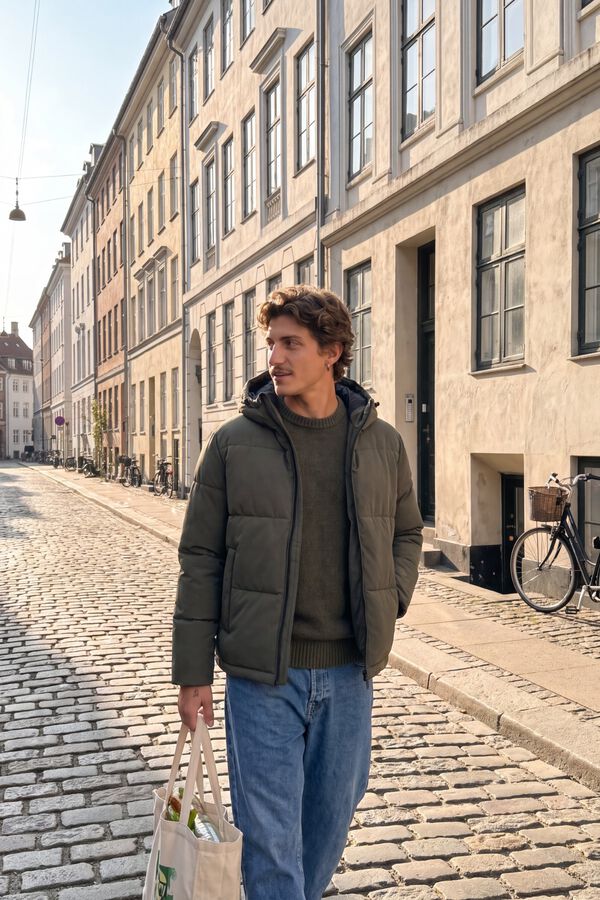 Jack & Jones Puffer jacket with hood green