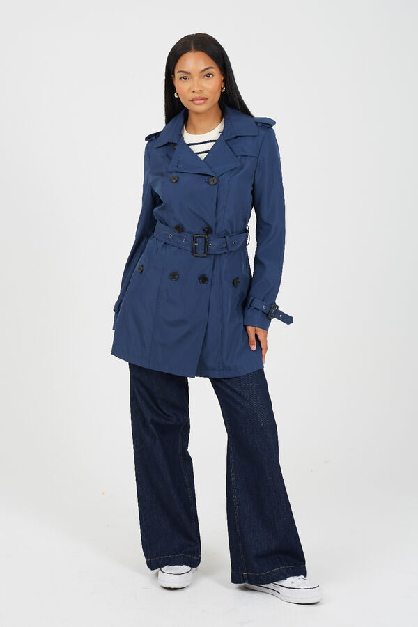 Brave Soul Trench coat with belt and buttons Plava