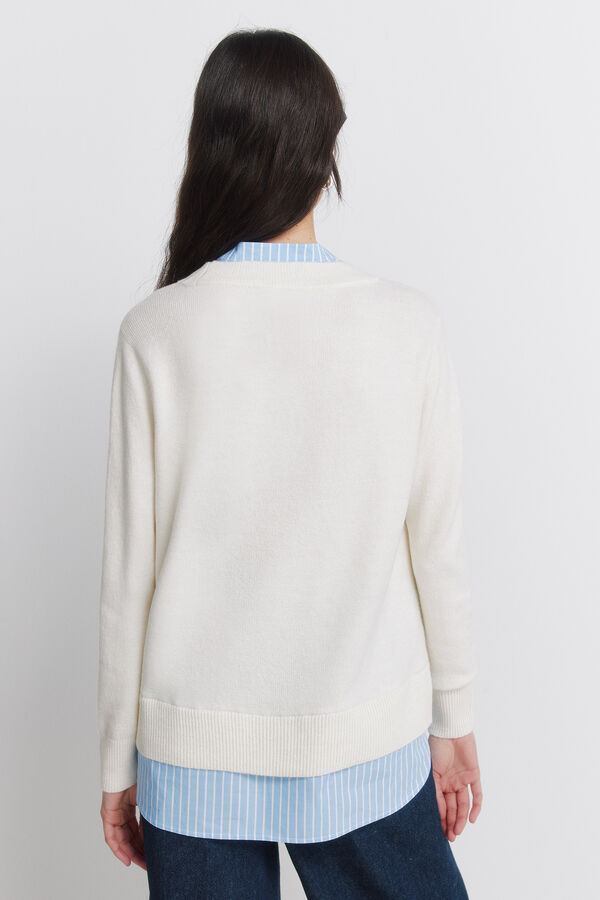 Springfield Mixed media mandarin collar jumper brown