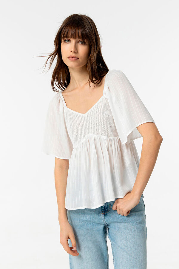 Springfield Combined Arrugated effect blouse bela